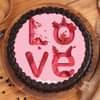 Top View of Dark Chocolate Poster Cake For Valentine's Day
