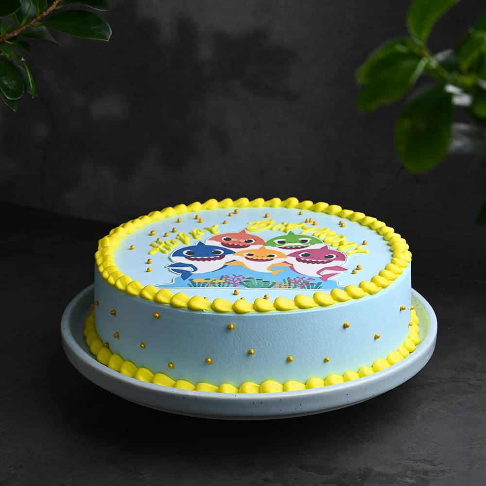 Colourful Baby Sharks Birthday Cake