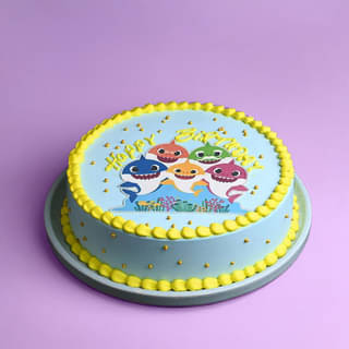 Colourful Baby Sharks Birthday Cake