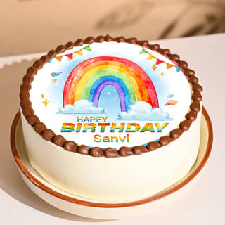 Order Rainbow Joy Birthday Photo Cake Online 