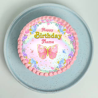 Top View of Fluttery Butterfly Photo Cake