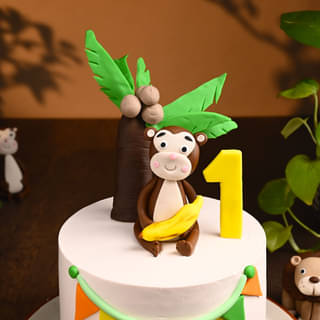 Zoomed View of Monkey Mischief Cake