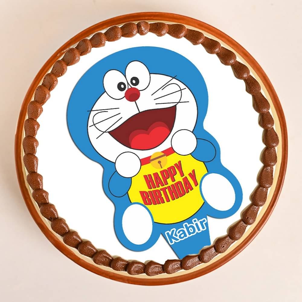 Front View of Doraemon Chocolate Cake