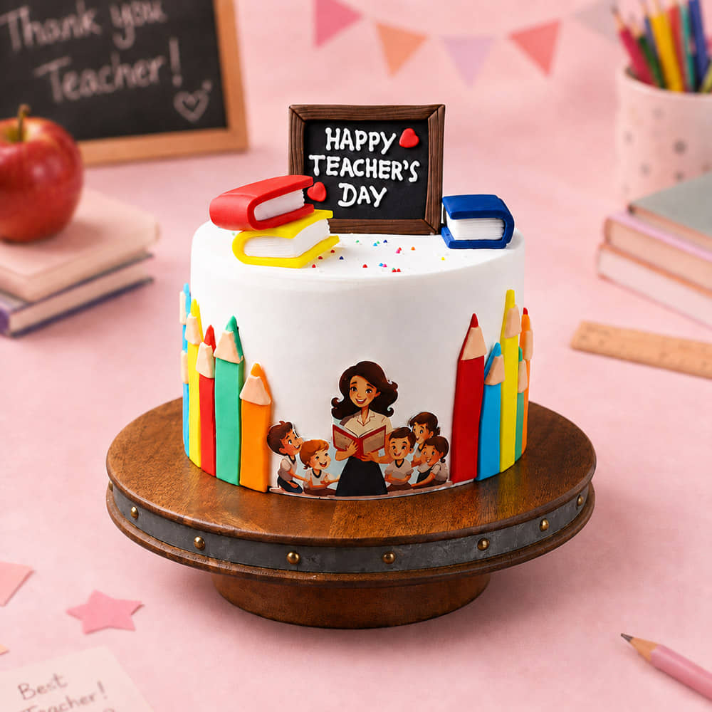 Cheerful Teachers Day Cake