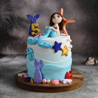 Zoomed View of Adorable Mermaid Cake