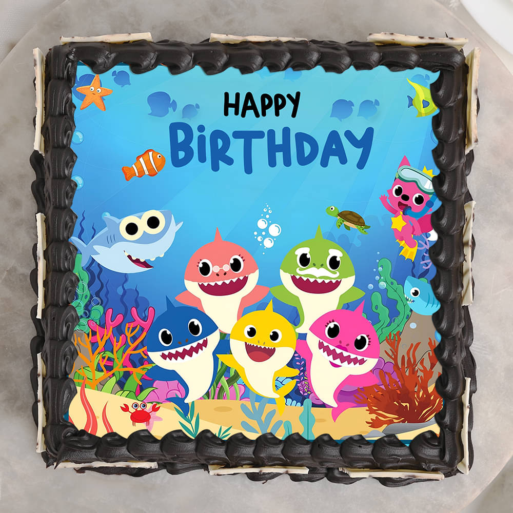 Top View of Shark Family Cake