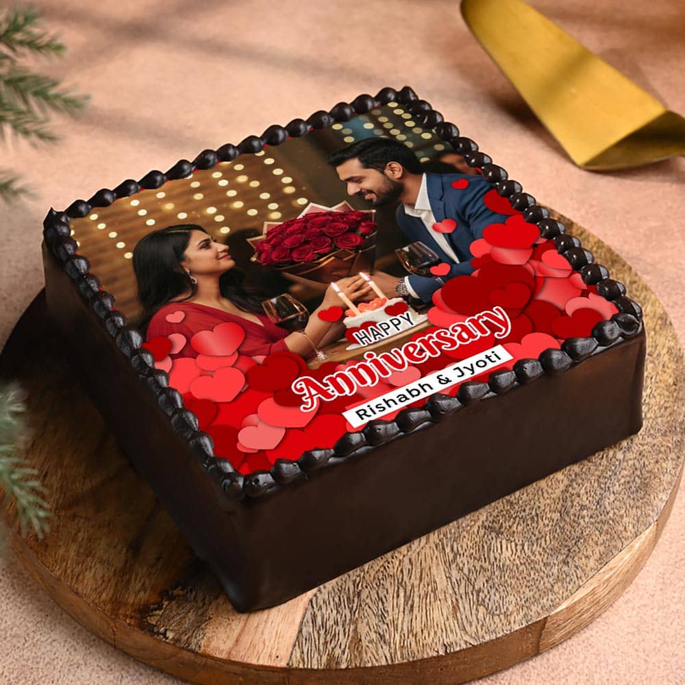 Anniversary Photo Cake Square Shape Square Shape Photo Cake for Wedding Anniversary