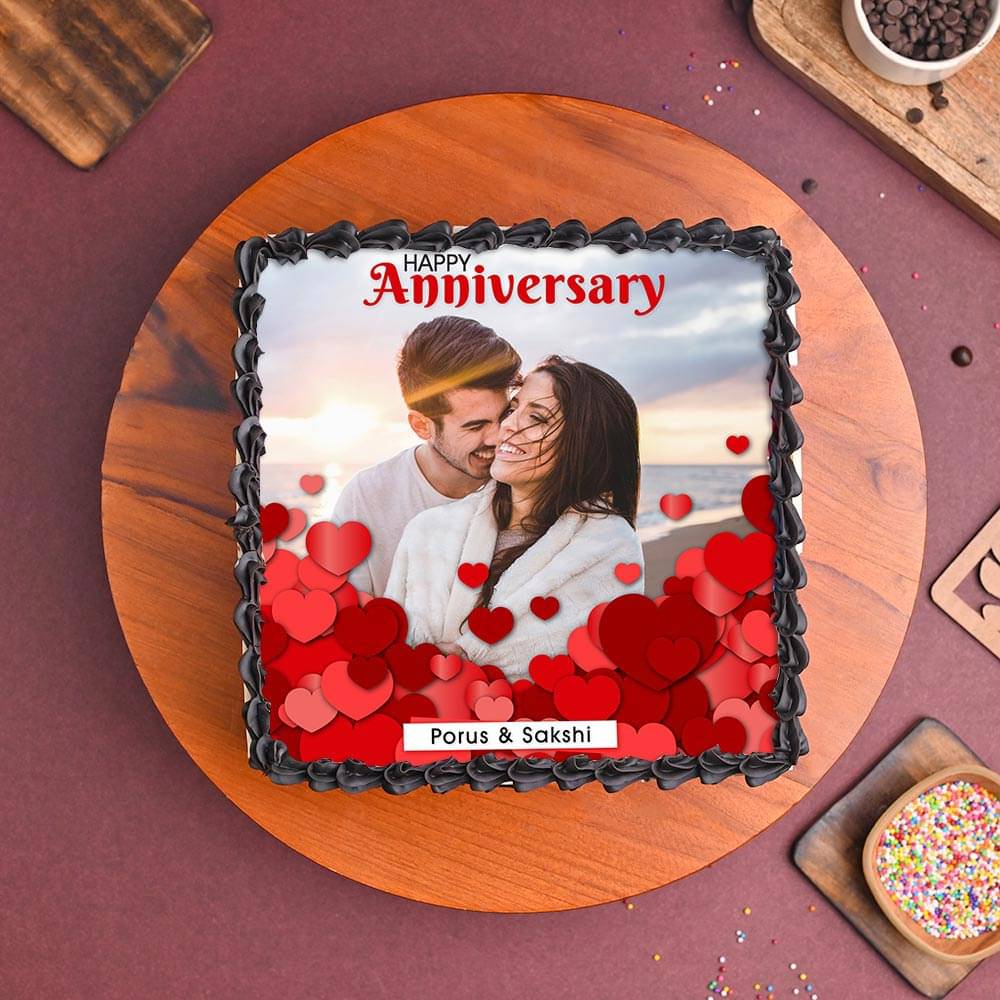 Anniversary Photo Cake Square Shape