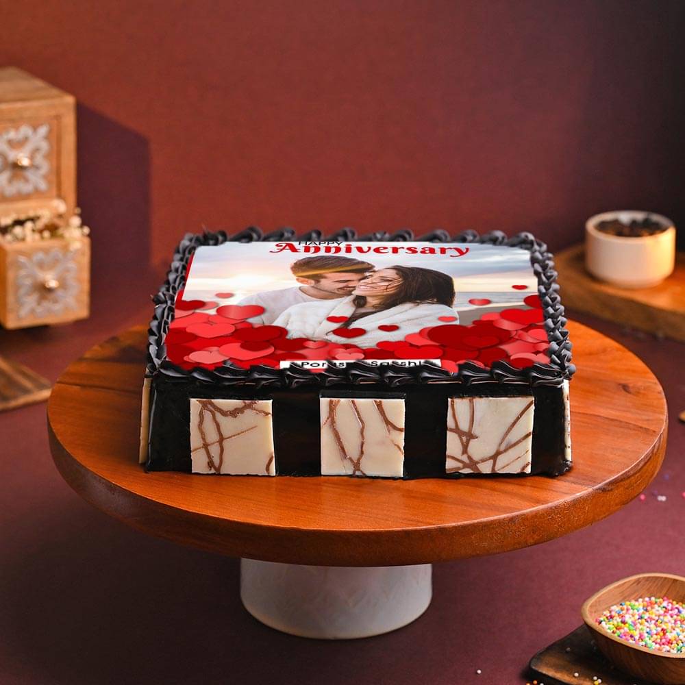 Anniversary Photo Cake Square Shape