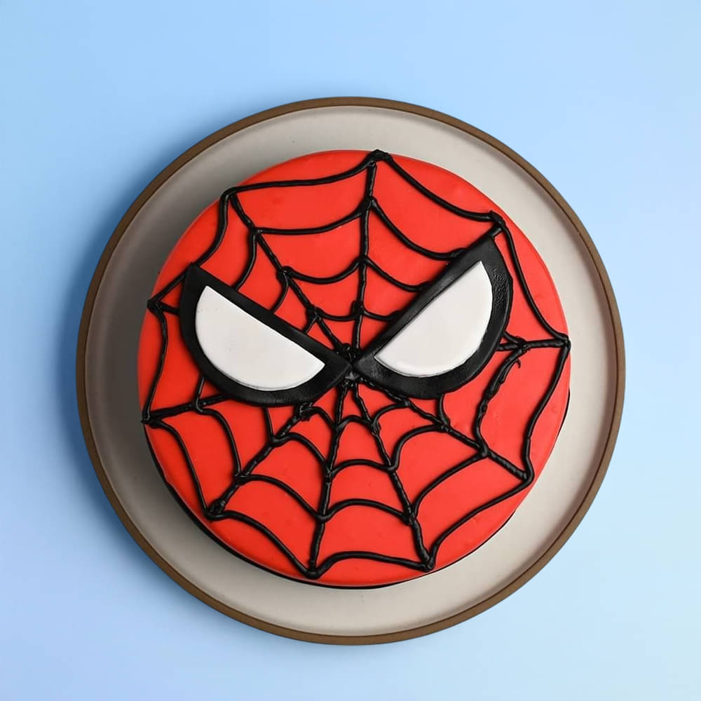 Top View of Smacking Fondant Spiderman Cake
