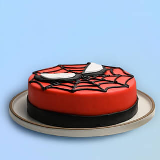Side View of Smacking Fondant Spiderman Cake