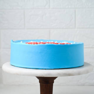 Top View Aqua Blue Colour New Year Cake