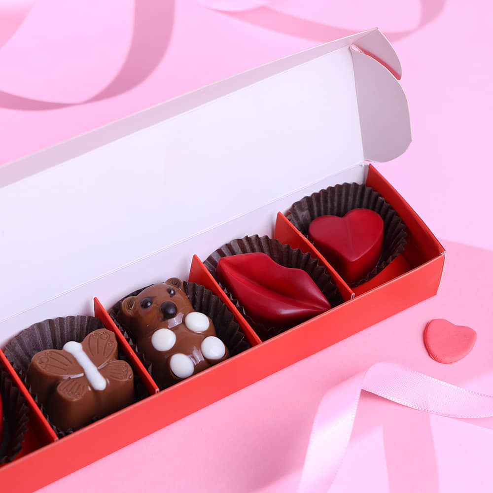 Zoomed View of Assorted Valentines Chocolate Box