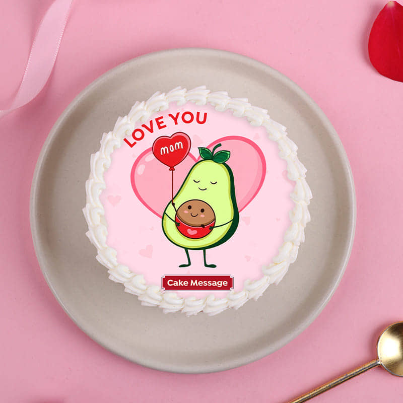 Side View of Avocado Mom Love Bento Cake