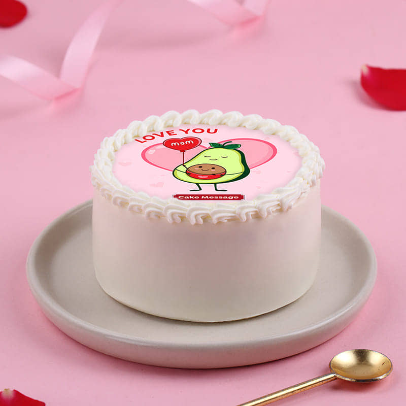 Top View of Avocado Mom Love Bento Cake