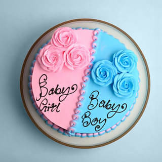 Top View of Baby Girl Baby Boy Cake