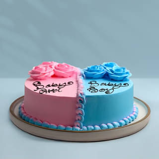 Front View of Baby Girl Baby Boy Cake