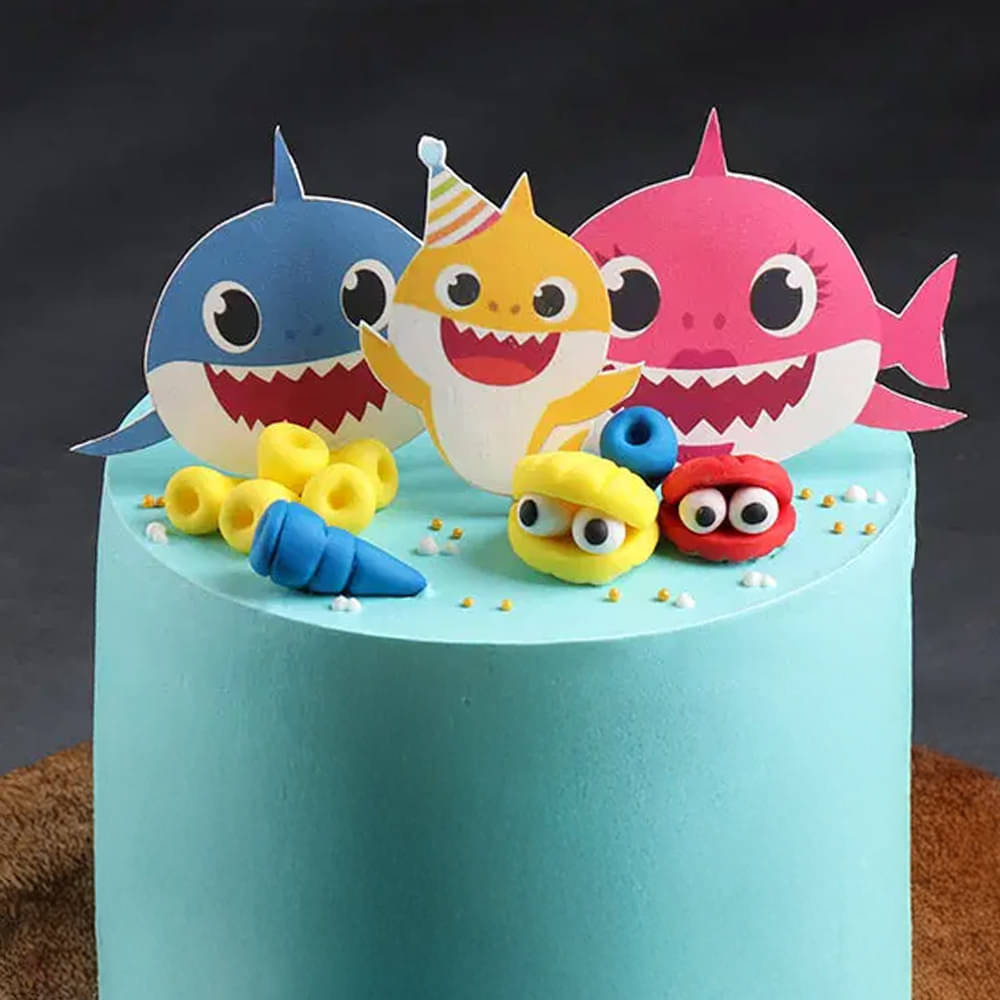 Zoomed View of Baby Shark Cute Cream Cake