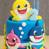 Zoomed View of Baby Sharks Spark Fondant Cake