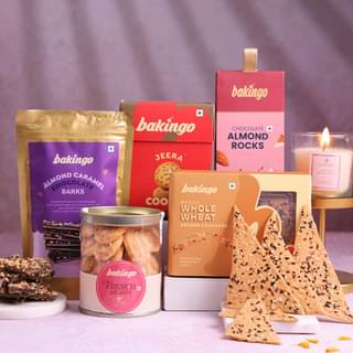 Gourmet Snack Hamper with Almond Caramel Barks and Crackers