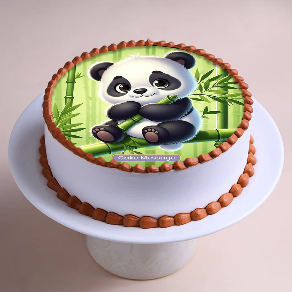 Front Angled View of Bamboo Bliss Panda Cake Front Angled View of Bamboo Bliss Panda Cake