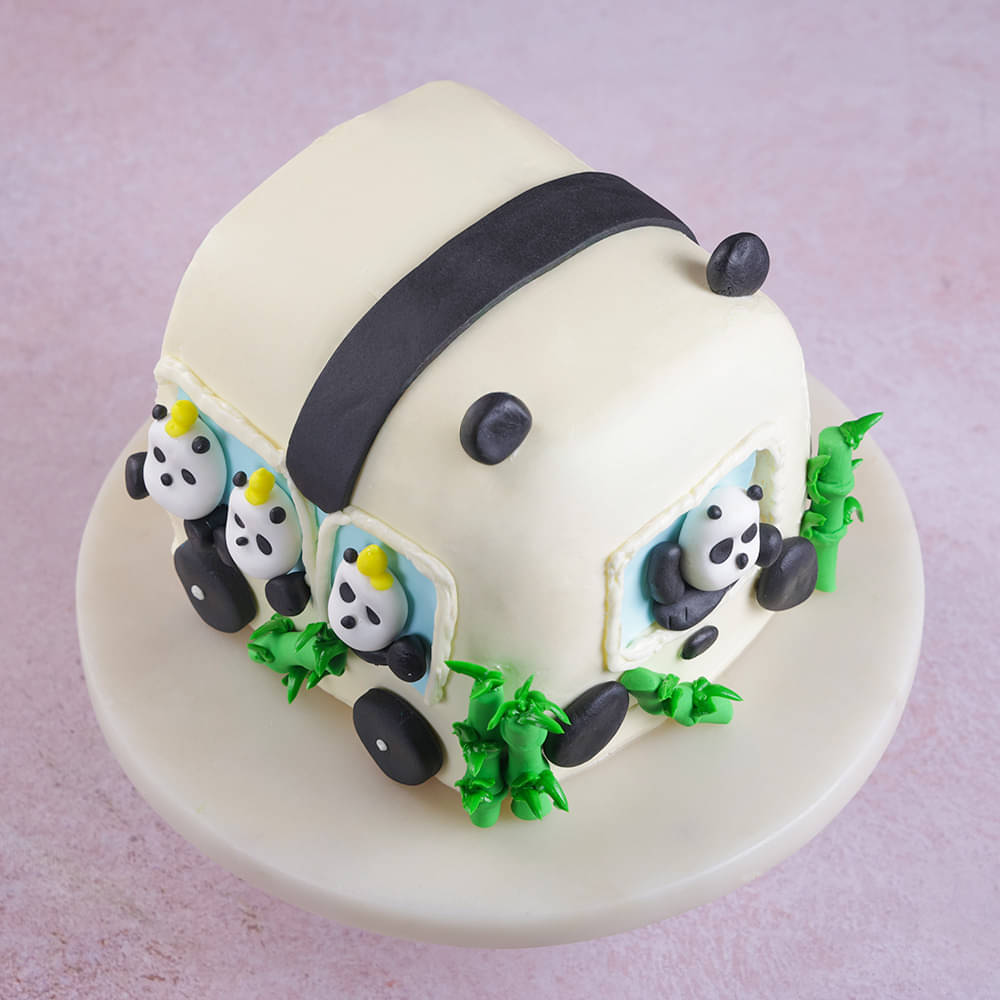 Top View of Bamboo Bus Panda Cake