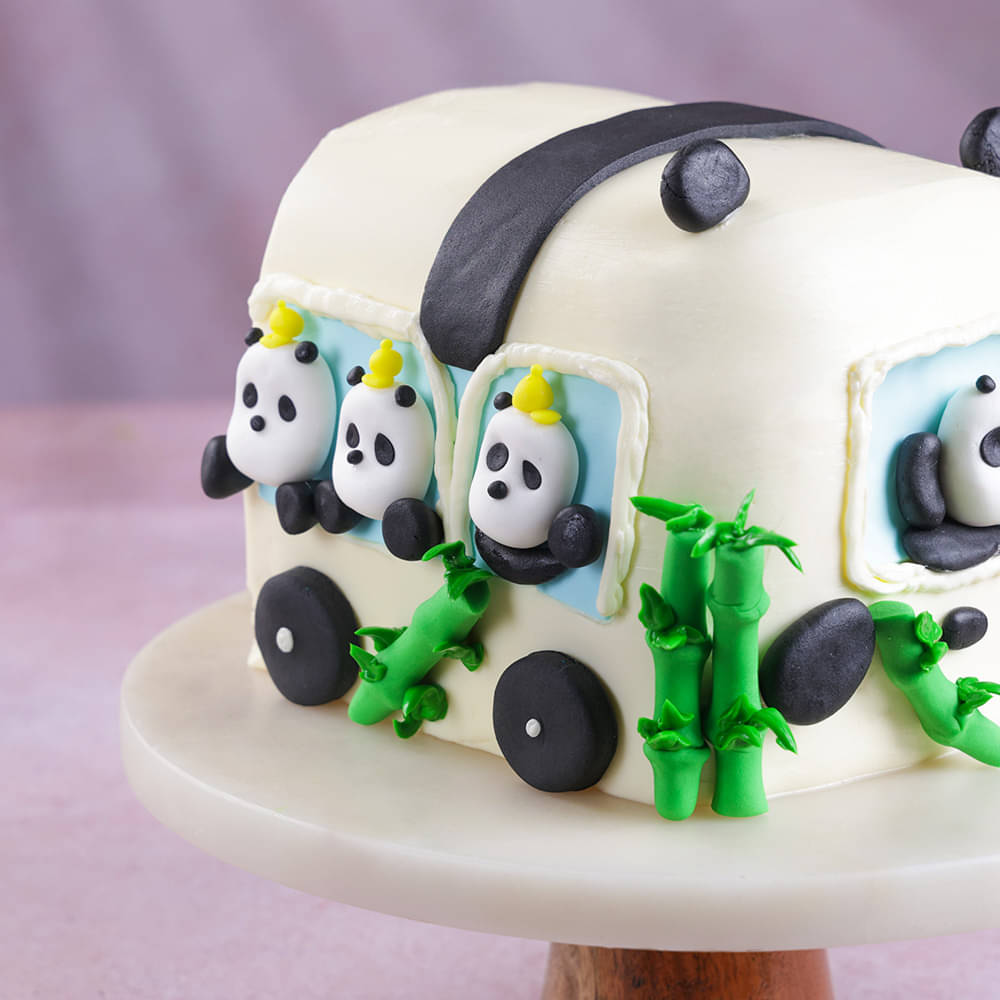 Zoomed View of Bamboo Bus Panda Cake