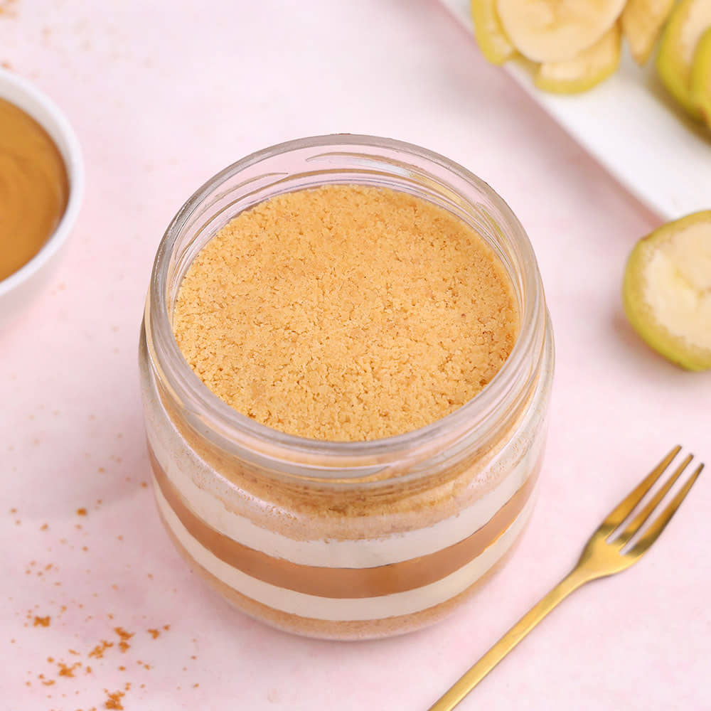 Top View of Banoffee Cake in Jar