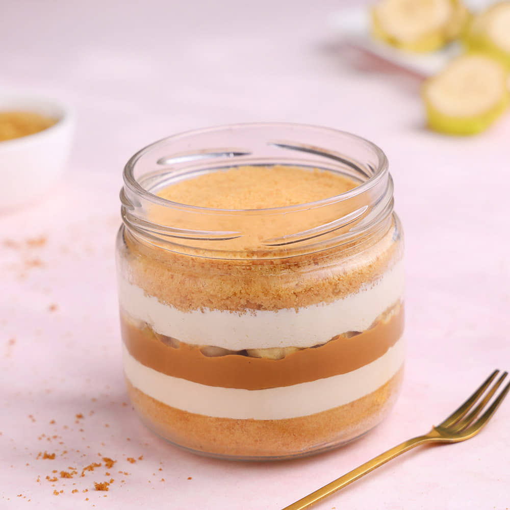 Top View of Banoffee Cake in Jar