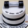 Top View of Barbell Gym Fondant Cake