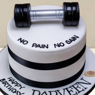 Top View of Barbell Gym Fondant Cake