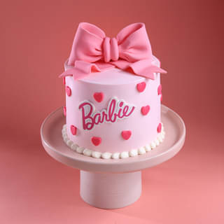 Barbie Bow Cream N Fondant Cake