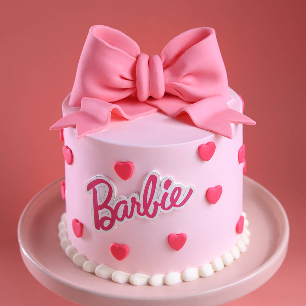Top View of Pink Barbie cake