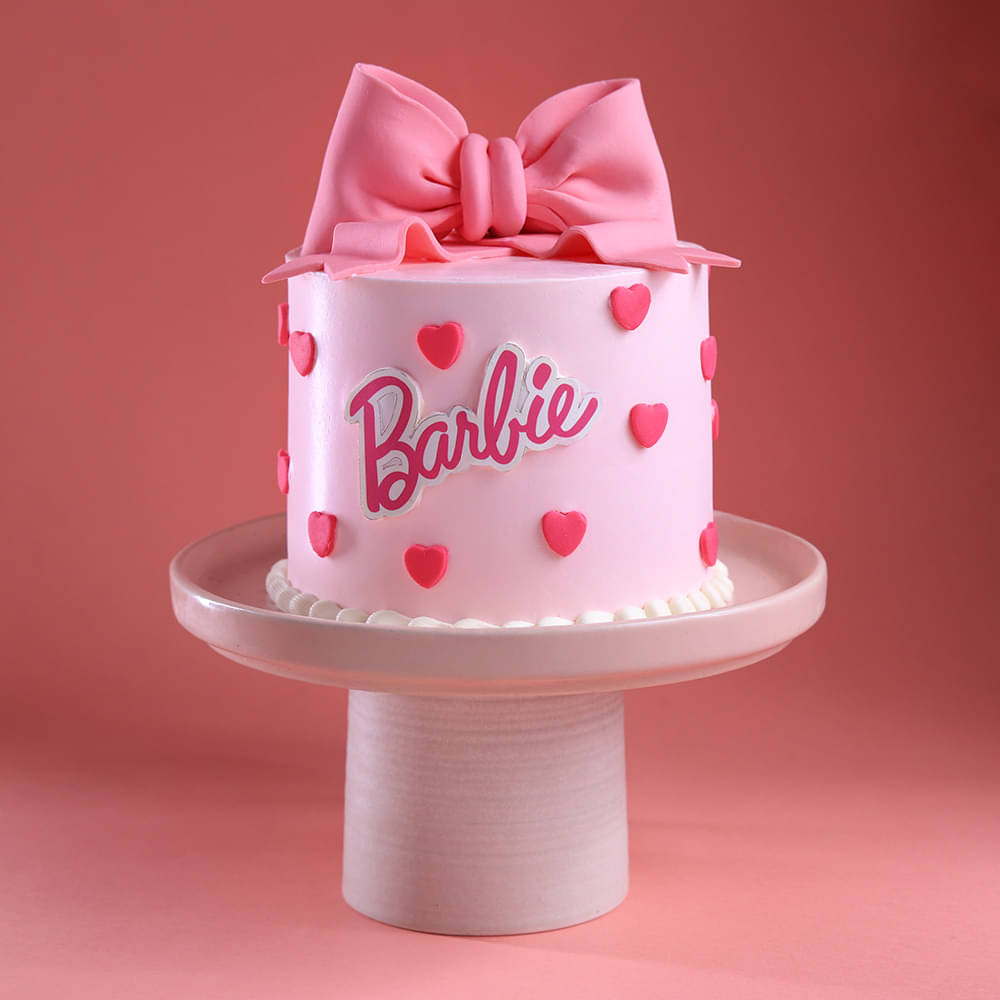 Barbie Bow Cream N Fondant Cake