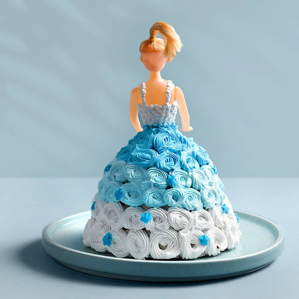 Back View of Barbie Doll Cream Cake