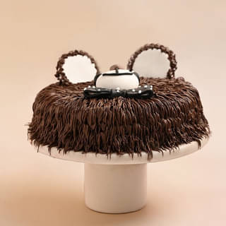Front View of Charming Brown Bear Theme Cake
