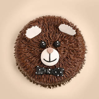 Top View of Charming Brown Bear Theme Cake