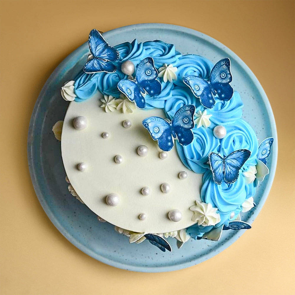 Side View of Beautiful Butterfly Theme Cake