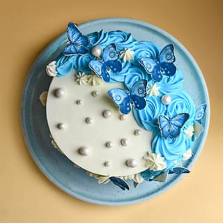 Top View Beautiful Butterfly Theme Cake