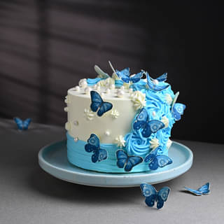Side View of Beautiful Butterfly Theme Cake