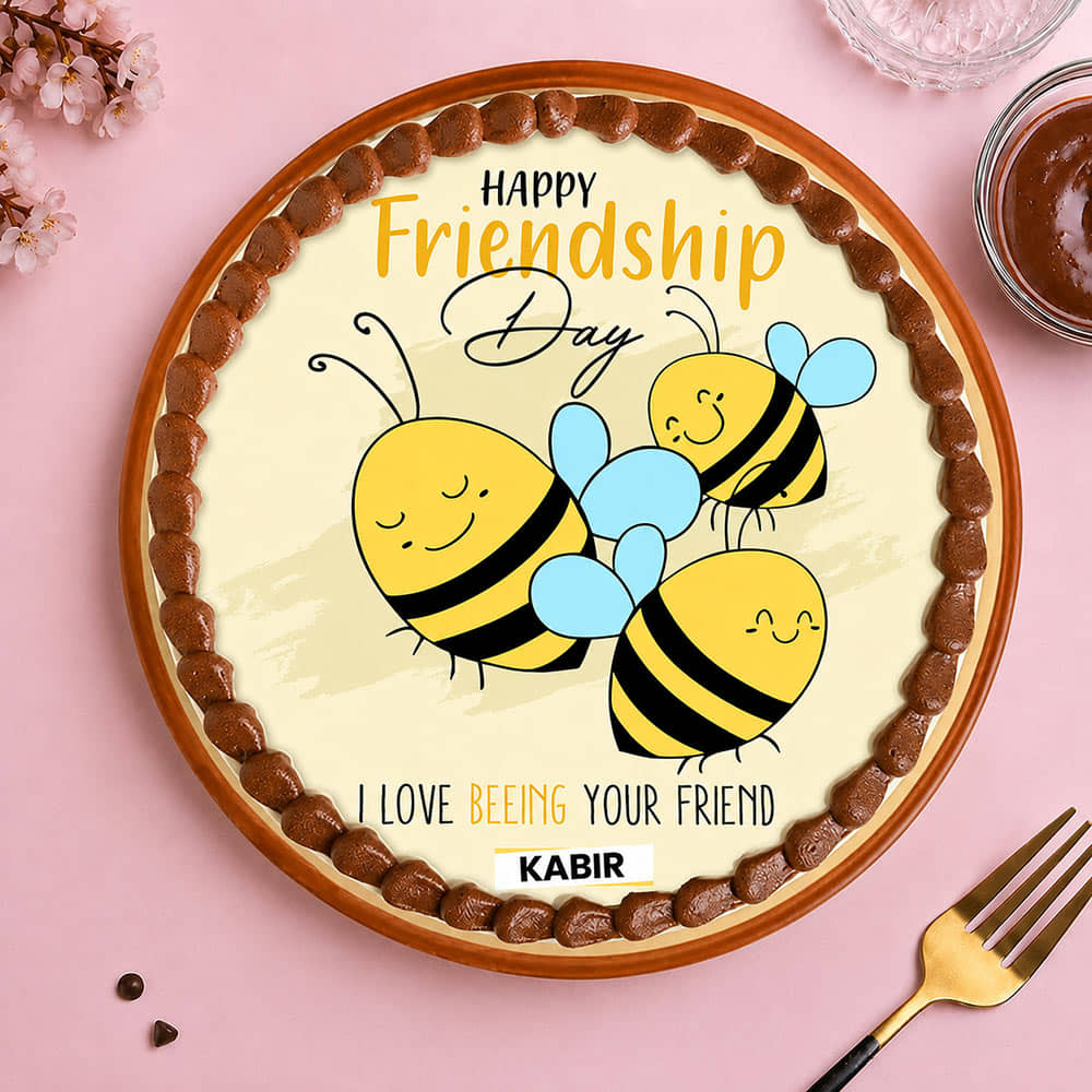 Bee Buddies Friendship Day Cake Side View of Bee Buddies Friendship Day Cake