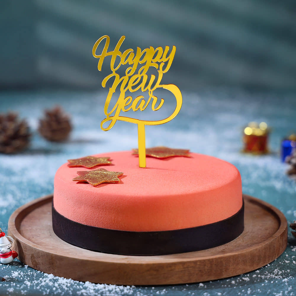 Top View of Choco Mousse Cake With New Year