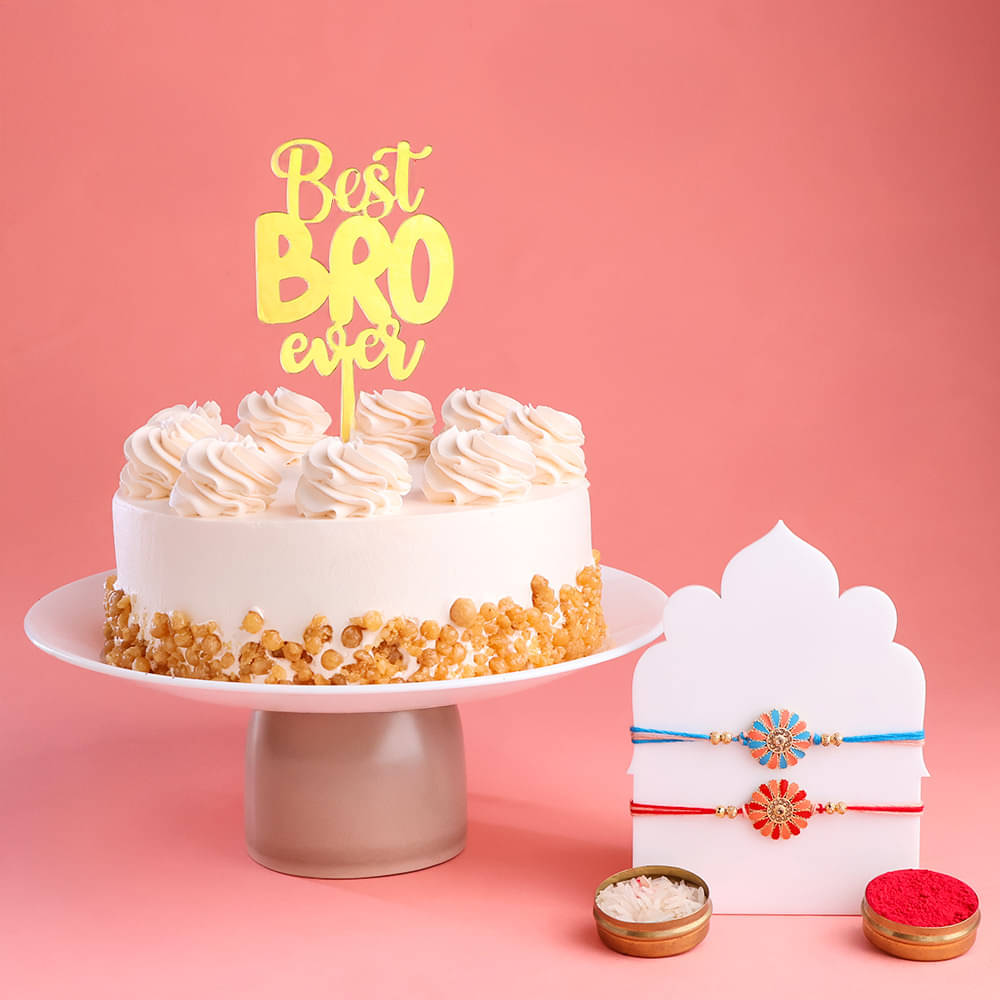 Best Bro Butterscotch Cake With Designer Rakhis
