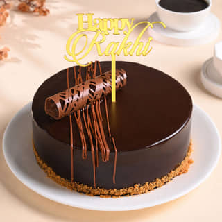 Front View of Truffle Cake N Rakhi Set