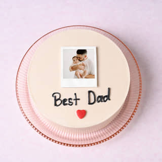 Top View of Best Dad Personalised Polaroid Cake Top View of Best Dad Personalised Polaroid Cake