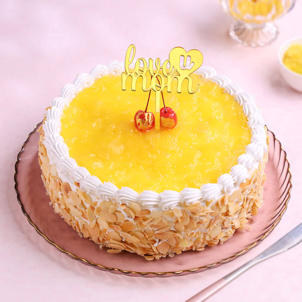 Front View of Pineapple Cake for Mom