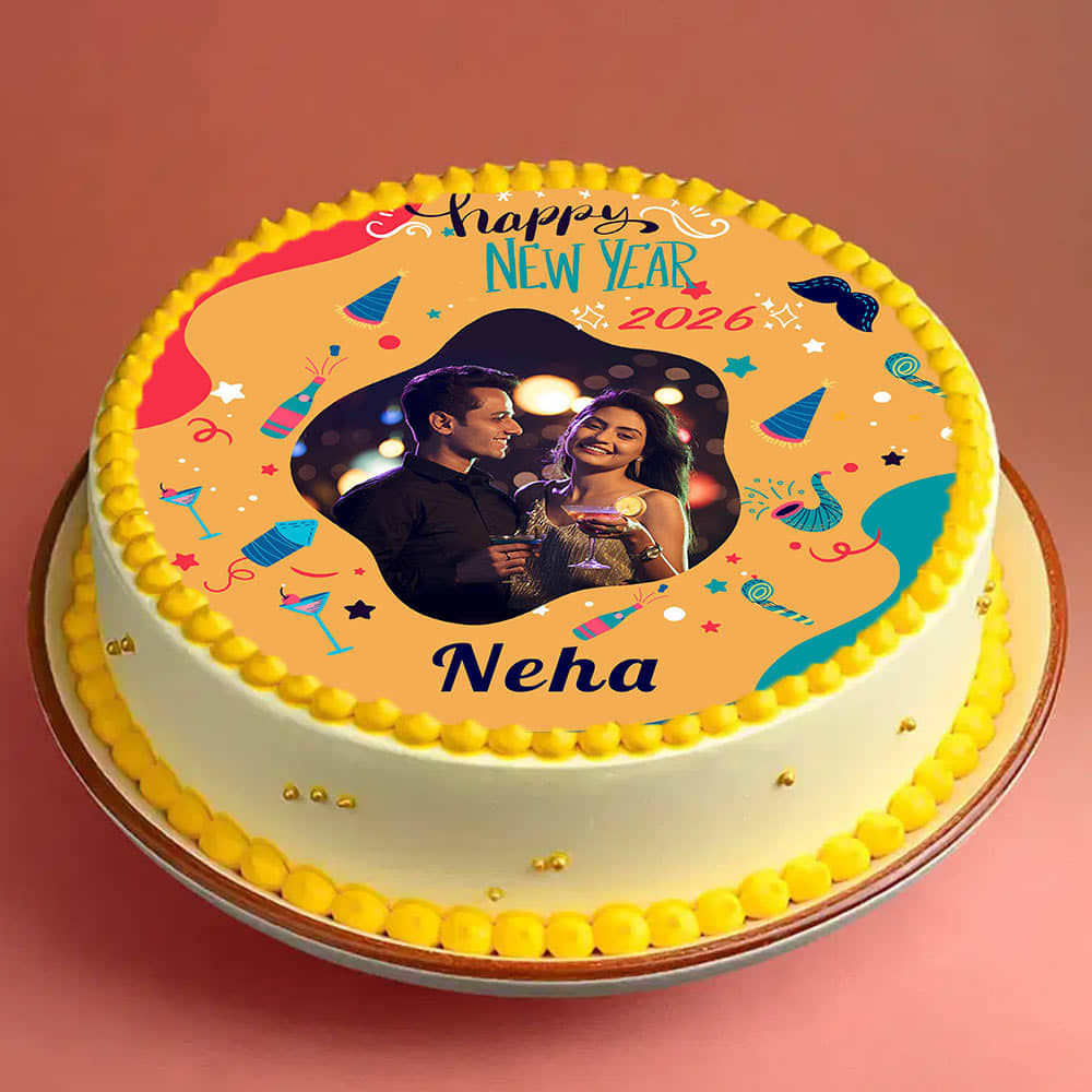 Best New Year Wishes Photo Cake New Year Delicious Photo Cake