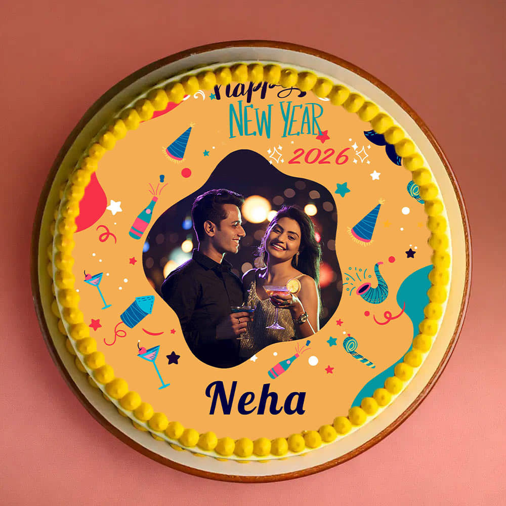 Best New Year Wishes Photo Cake New Year Delicious Photo Cake