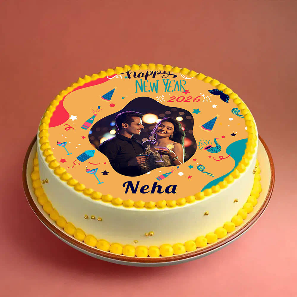 Best New Year Wishes Photo Cake New Year Delicious Photo Cake