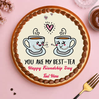 Front View of Best Tea Friendship Day Cake Front View of Best Tea Friendship Day Cake